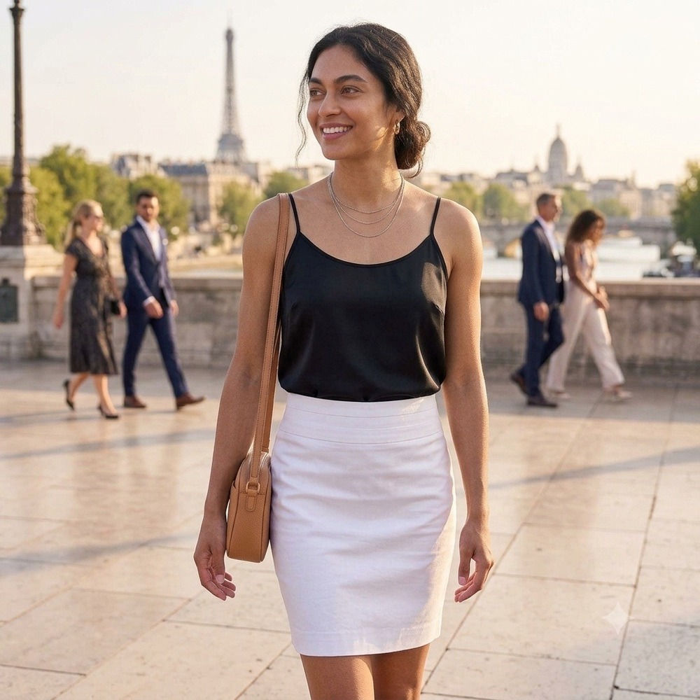 Banana Republic Sateen Pencil‎ Skirt Lined Back Zip White 8